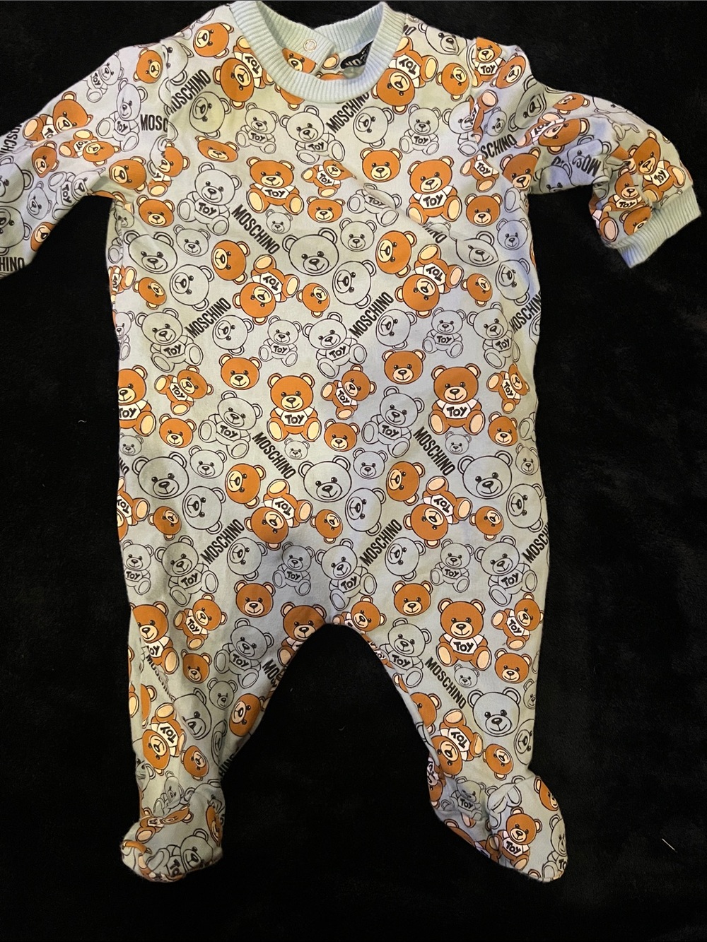Moschino Orange & White Teddy Bear Print Footie